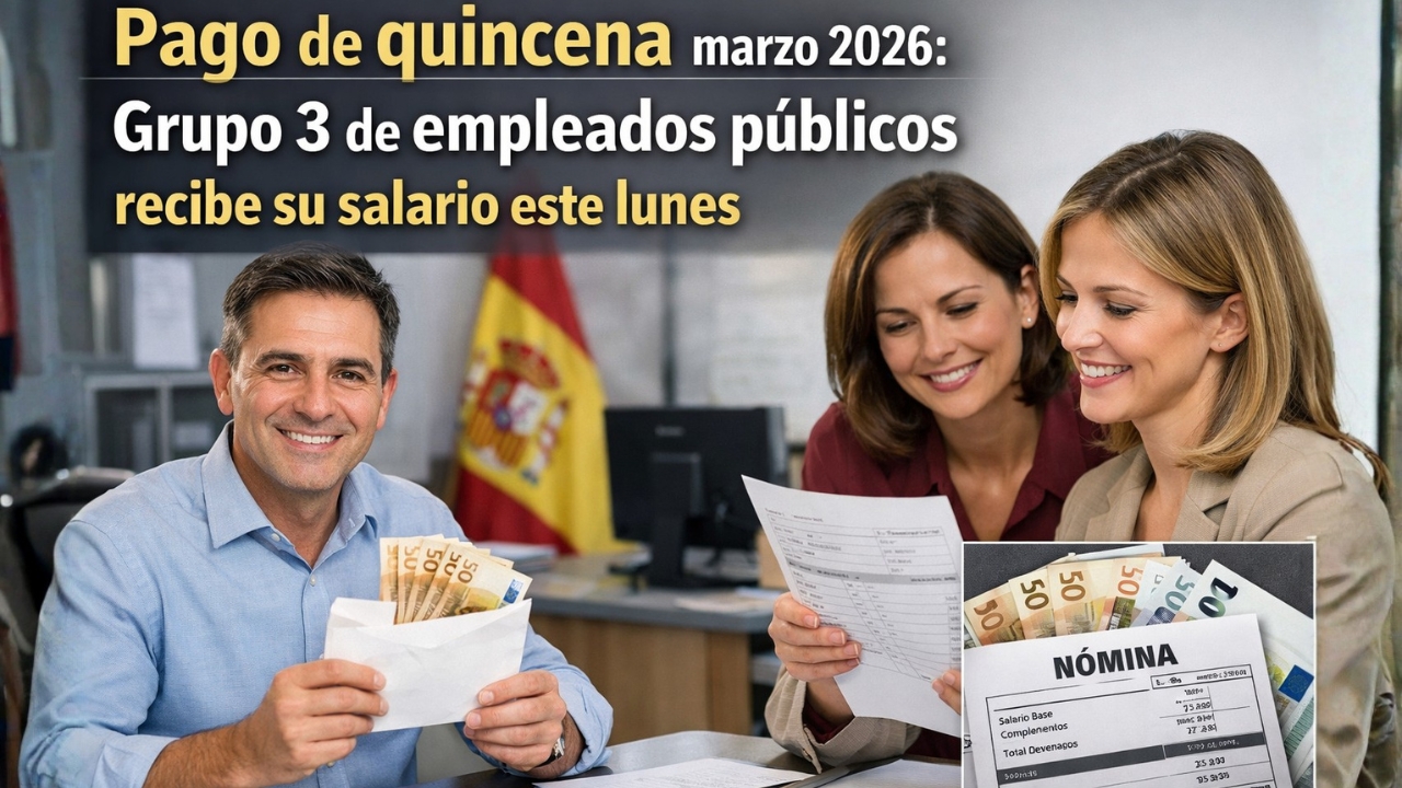 Pago de quincena marzo 2026: Grupo 3 de empleados públicos recibe su salario este lunes