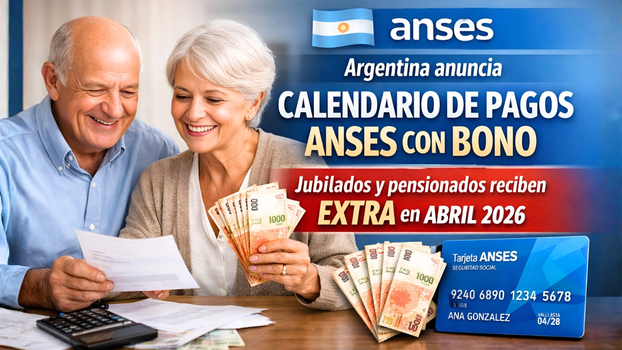 Argentina anuncia calendario de pagos ANSES con bono: jubilados y pensionados reciben extra en abril 2026
